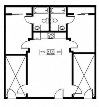 Floor plan for 2 beds, 2 baths, 1323 sqft